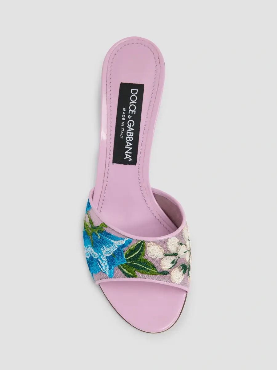 Dolce & Gabbana Women's 75MM Embroidered Textile & Leather Sandals - Violet Lilac | Thumbnail 6 Dolce & Gabbana Women's 75MM Embroidered Textile & Leather Sandals - Violet Lilac | Thumbnail 6