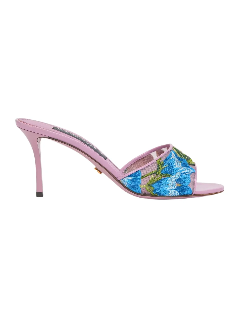 Dolce & Gabbana Women's 75MM Embroidered Textile & Leather Sandals - Violet Lilac