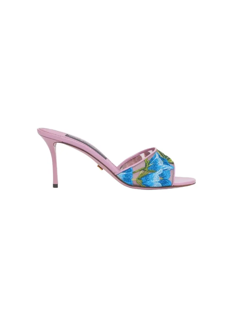 Dolce & Gabbana Women's 75MM Embroidered Textile & Leather Sandals - Violet Lilac