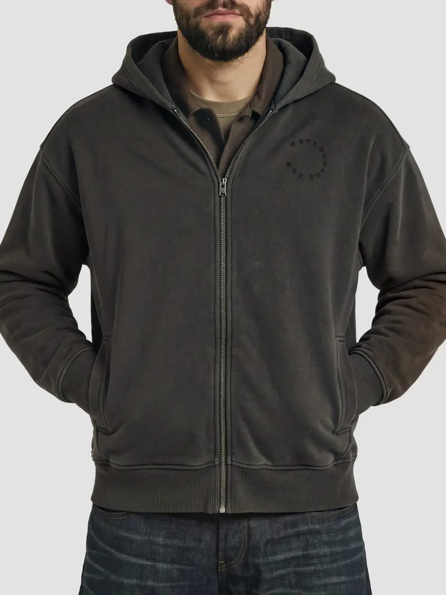 G-Star Men's Chest Logo Full-Zip Cotton Hoodie | Thumbnail 4