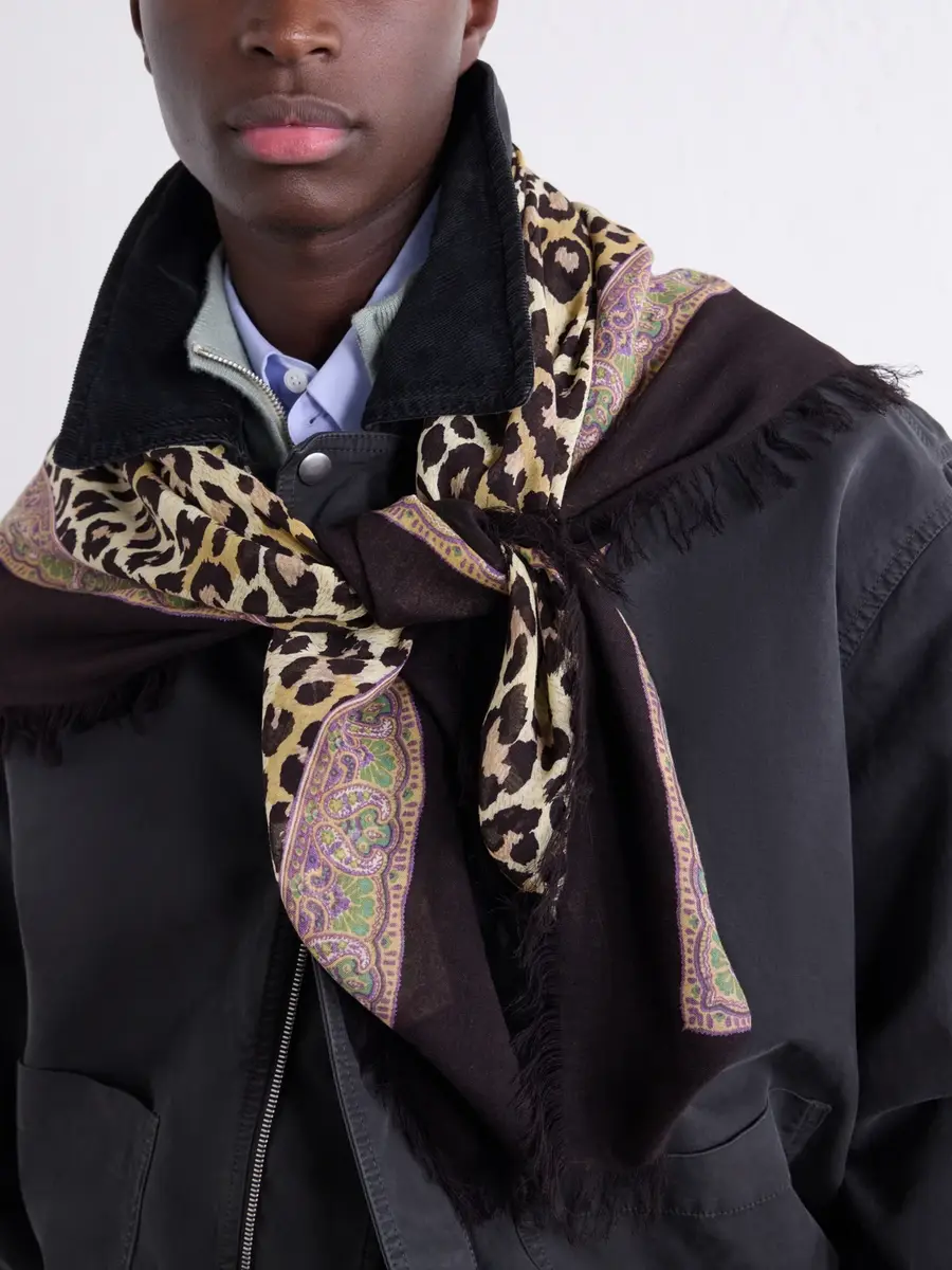 KAPITAL Fringed Printed Gauze Scarf - Men | Thumbnail 3