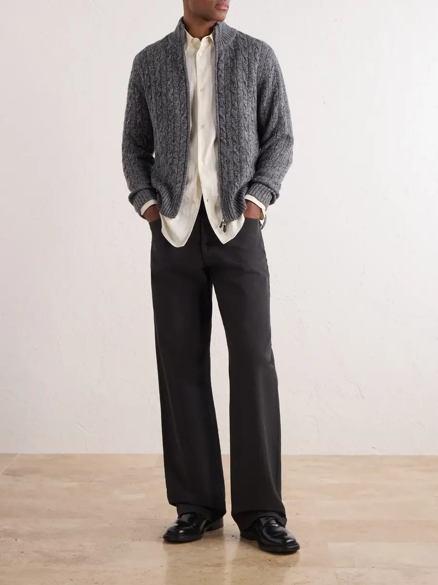 N.Peal Cable-Knit Cashmere Zip-Up Sweater - Men | Thumbnail 2