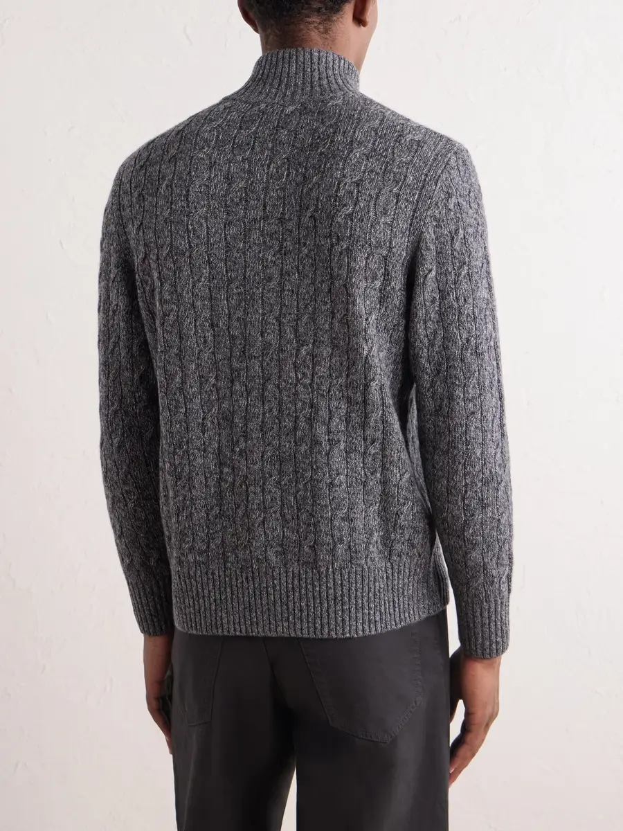 N.Peal Cable-Knit Cashmere Zip-Up Sweater - Men | Thumbnail 4