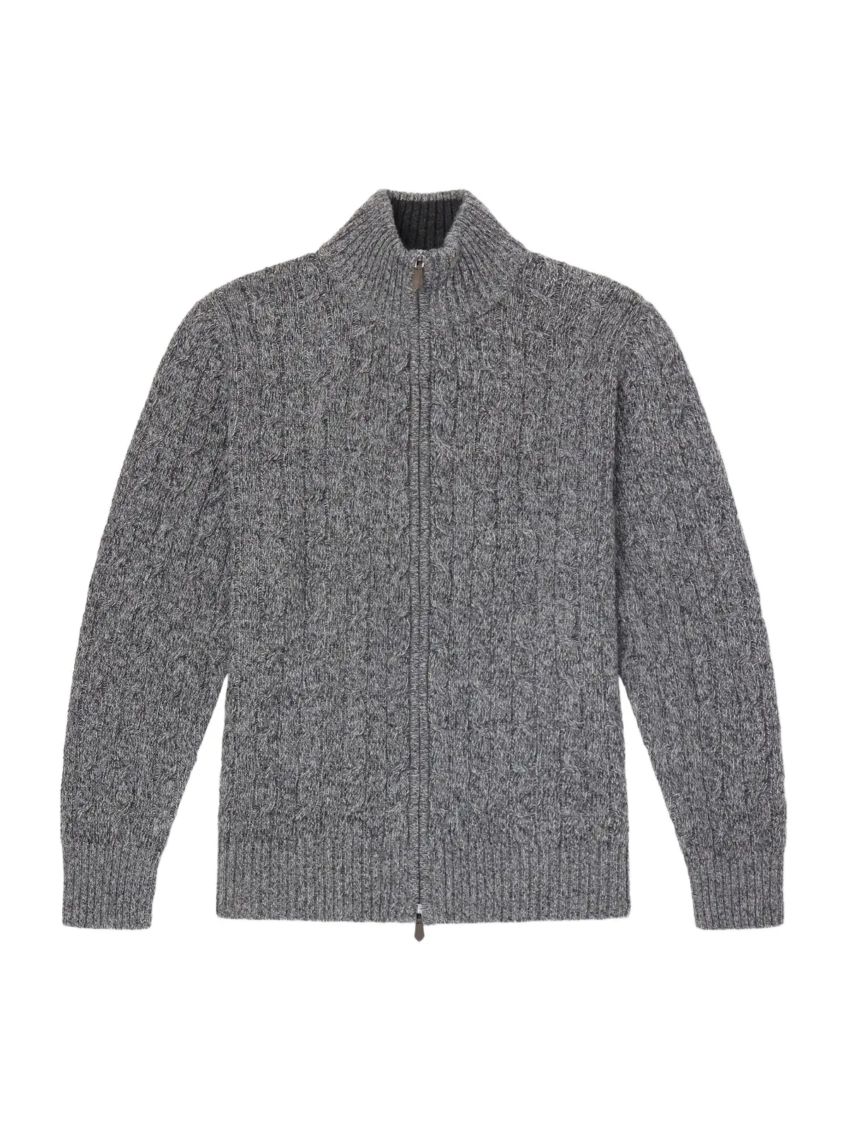 Cable-Knit Cashmere Zip-Up Sweater - Men Cable-Knit Cashmere Zip-Up Sweater - Men