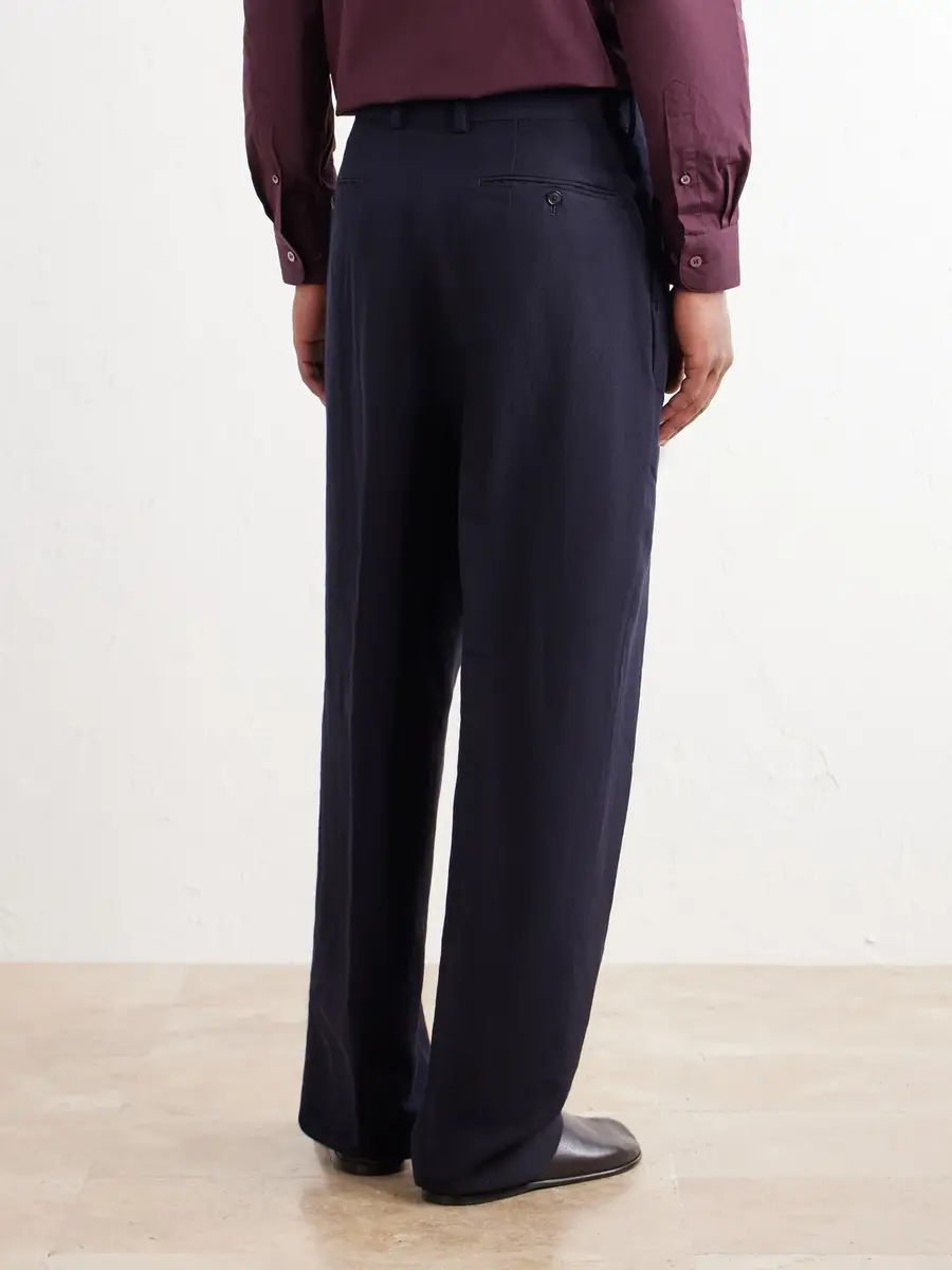 Kaptain Sunshine Straight-Leg Pleated Cashmere and Linen-Blend Twill Trousers - Men | Thumbnail 4