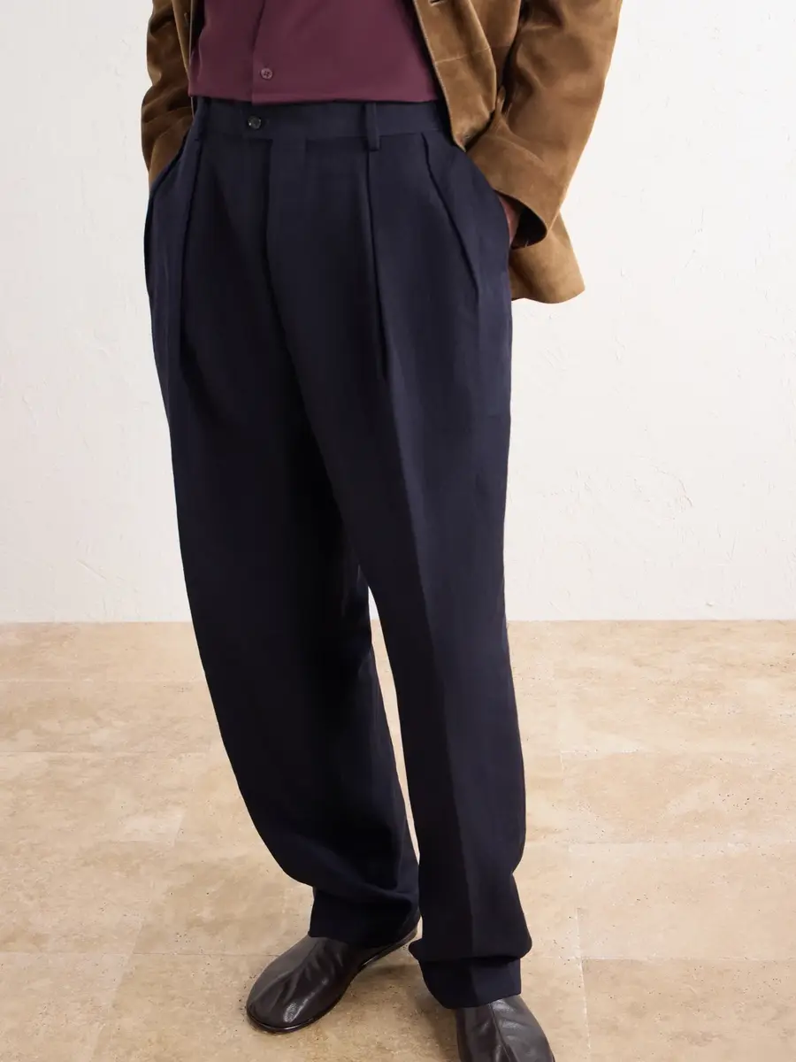 Kaptain Sunshine Straight-Leg Pleated Cashmere and Linen-Blend Twill Trousers - Men | Thumbnail 5