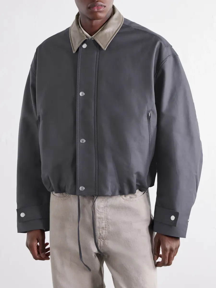 Acne Studios Opado Leather-Trimmed Cotton-Satin Blouson Jacket - Men | Thumbnail 3 Acne Studios Opado Leather-Trimmed Cotton-Satin Blouson Jacket - Men | Thumbnail 3