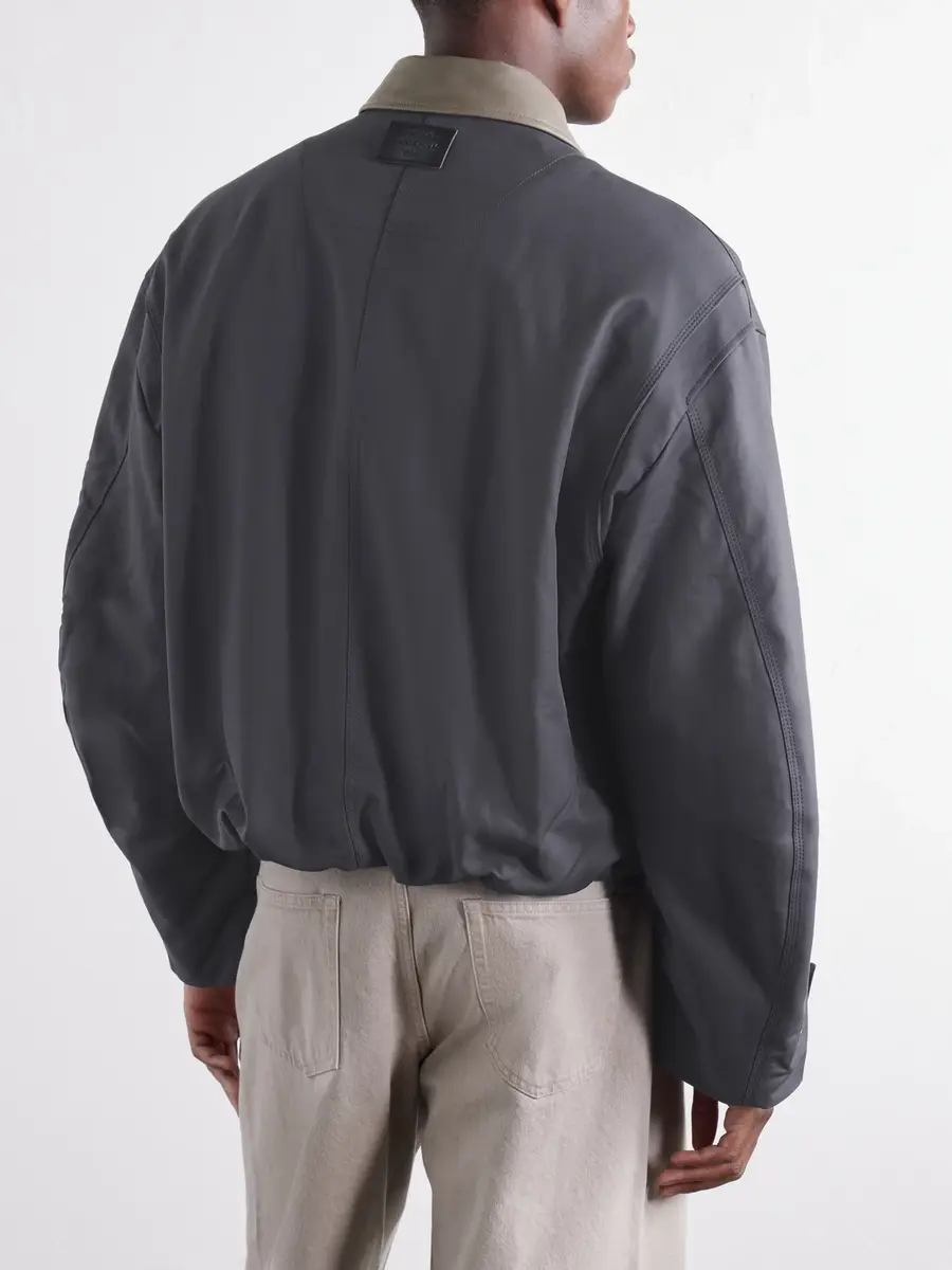 Acne Studios Opado Leather-Trimmed Cotton-Satin Blouson Jacket - Men | Thumbnail 4 Acne Studios Opado Leather-Trimmed Cotton-Satin Blouson Jacket - Men | Thumbnail 4