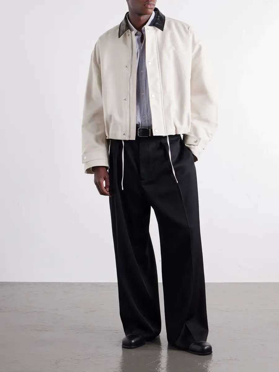 Acne Studios Opado Leather-Trimmed Cotton-Satin Blouson Jacket - Men | Thumbnail 2 Acne Studios Opado Leather-Trimmed Cotton-Satin Blouson Jacket - Men | Thumbnail 2
