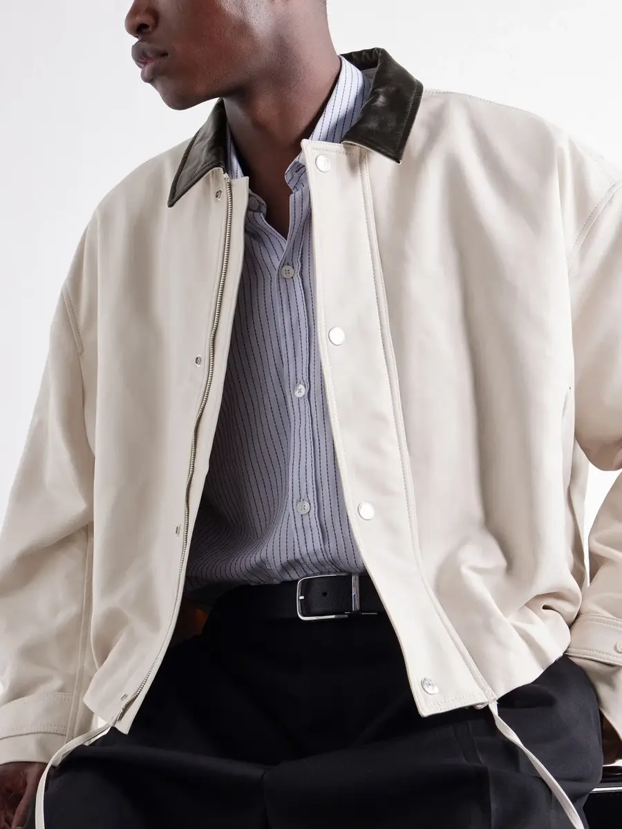 Acne Studios Opado Leather-Trimmed Cotton-Satin Blouson Jacket - Men | Thumbnail 6 Acne Studios Opado Leather-Trimmed Cotton-Satin Blouson Jacket - Men | Thumbnail 6