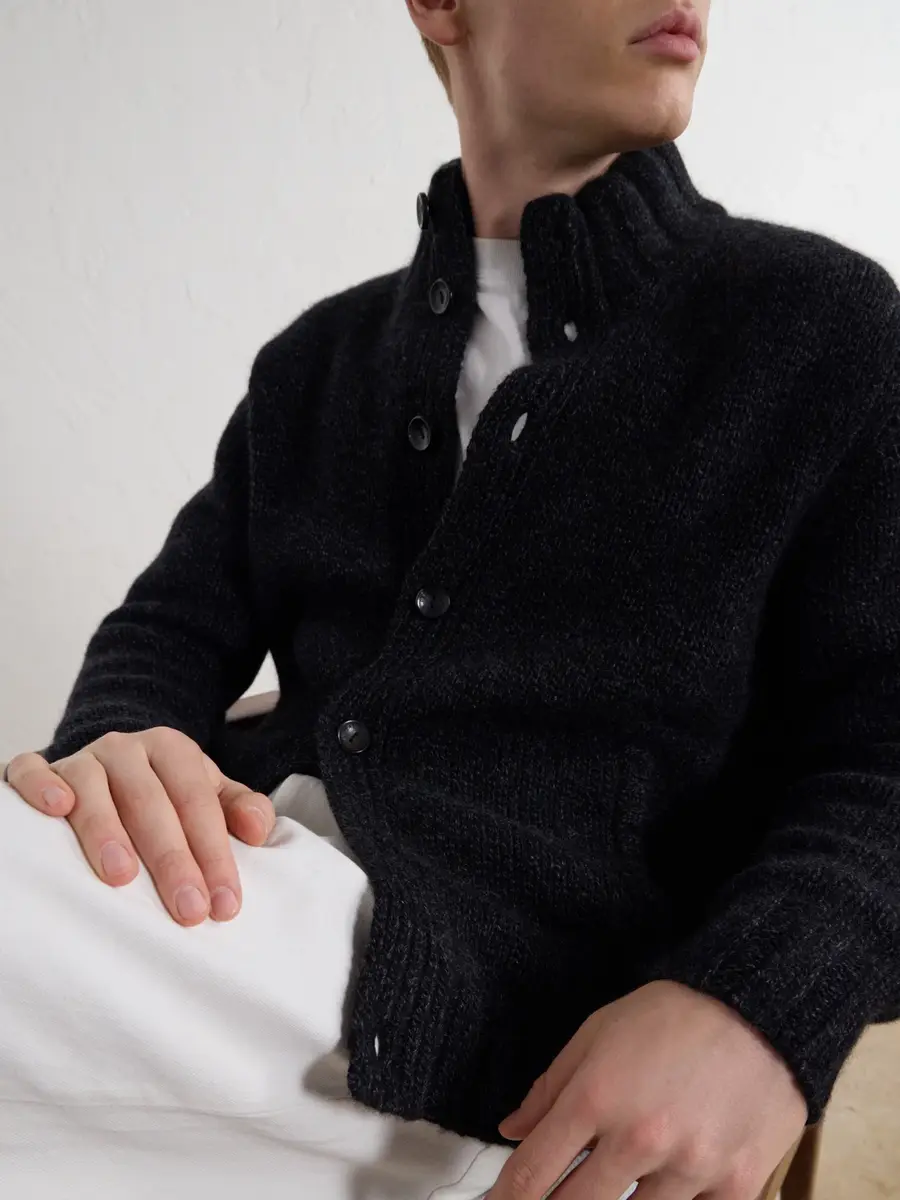N.Peal Shearling-Trimmed Cashmere Cardigan - Men | Thumbnail 5 N.Peal Shearling-Trimmed Cashmere Cardigan - Men | Thumbnail 5