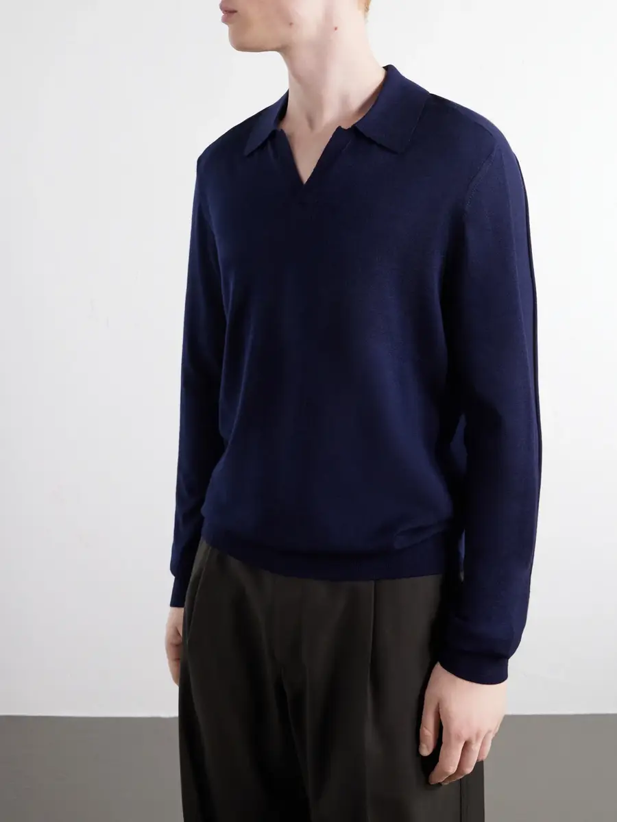 MR P. Rib-Trimmed Merino Wool and Silk-Blend Polo Shirt - Men | Thumbnail 3 MR P. Rib-Trimmed Merino Wool and Silk-Blend Polo Shirt - Men | Thumbnail 3