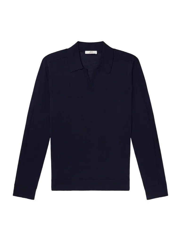 MR P. Rib-Trimmed Merino Wool and Silk-Blend Polo Shirt - Men
