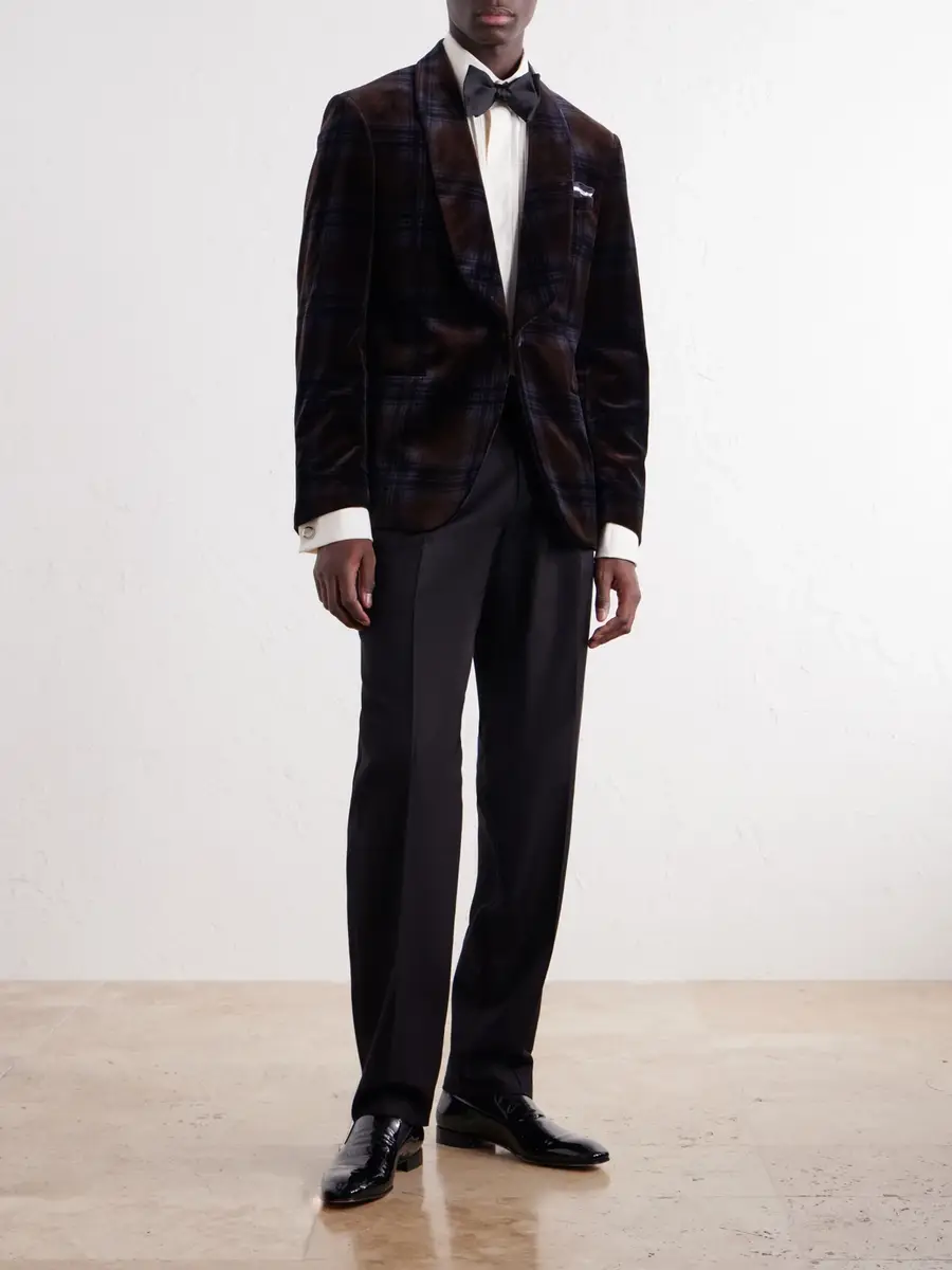 MR P. Shawl-Collar Checked Cotton-Velvet Tuxedo Jacket - Men | Thumbnail 2 MR P. Shawl-Collar Checked Cotton-Velvet Tuxedo Jacket - Men | Thumbnail 2