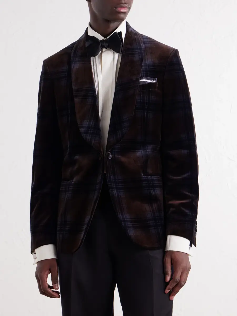 MR P. Shawl-Collar Checked Cotton-Velvet Tuxedo Jacket - Men | Thumbnail 3 MR P. Shawl-Collar Checked Cotton-Velvet Tuxedo Jacket - Men | Thumbnail 3