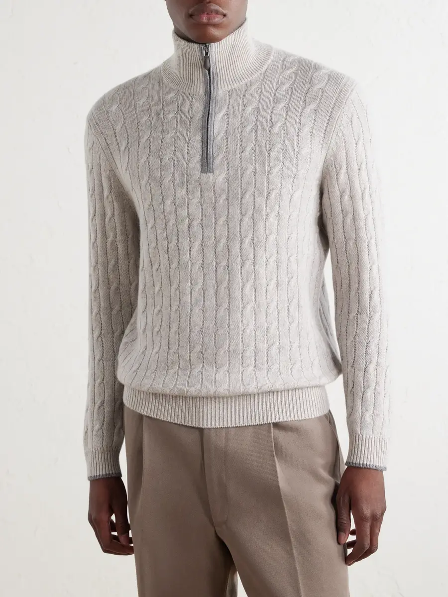 N.Peal Albemarle Cable Cashmere Half-Zip Sweater - Men | Thumbnail 3 N.Peal Albemarle Cable Cashmere Half-Zip Sweater - Men | Thumbnail 3