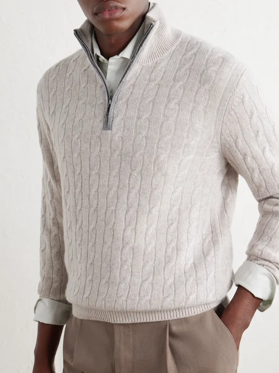 N.Peal Albemarle Cable Cashmere Half-Zip Sweater - Men | Thumbnail 5 N.Peal Albemarle Cable Cashmere Half-Zip Sweater - Men | Thumbnail 5