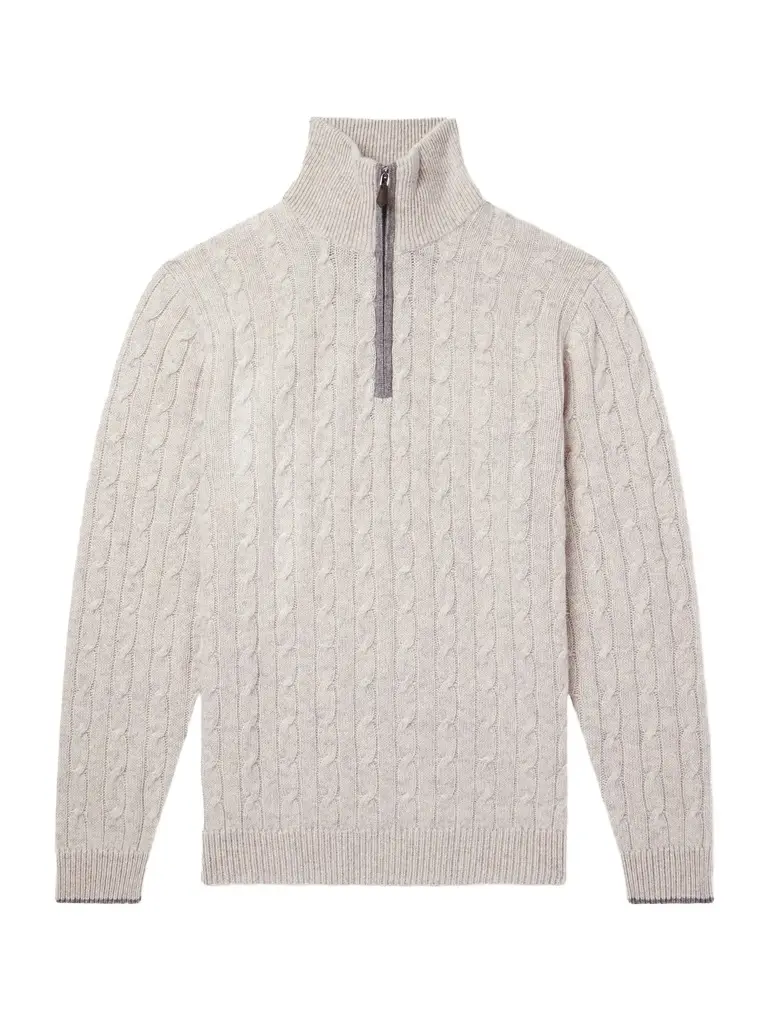 Albemarle Cable Cashmere Half-Zip Sweater - Men