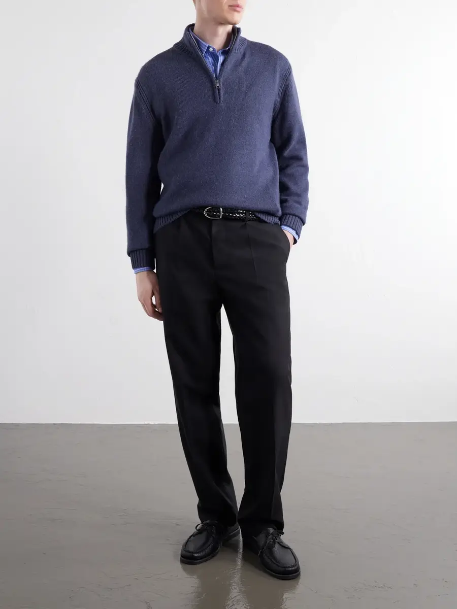MR P. Rib-Trimmed Alpaca Half-Zip Sweater - Men | Thumbnail 2 MR P. Rib-Trimmed Alpaca Half-Zip Sweater - Men | Thumbnail 2