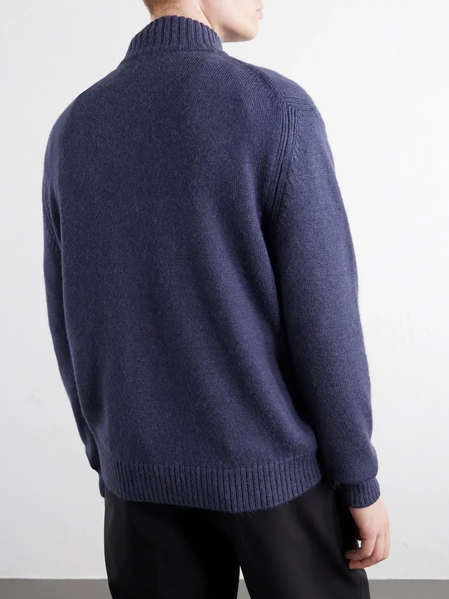 MR P. Rib-Trimmed Alpaca Half-Zip Sweater - Men | Thumbnail 4 MR P. Rib-Trimmed Alpaca Half-Zip Sweater - Men | Thumbnail 4
