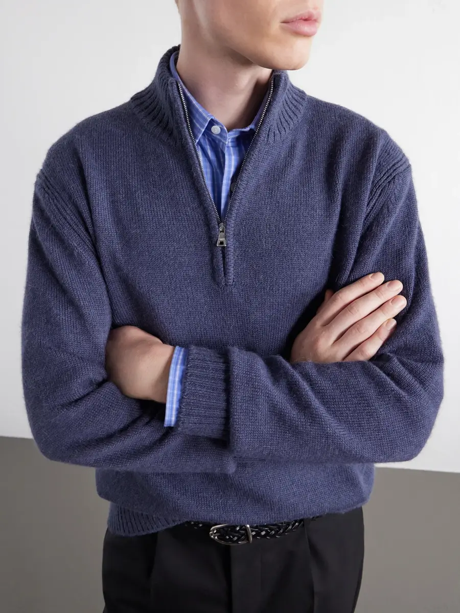 MR P. Rib-Trimmed Alpaca Half-Zip Sweater - Men | Thumbnail 5 MR P. Rib-Trimmed Alpaca Half-Zip Sweater - Men | Thumbnail 5