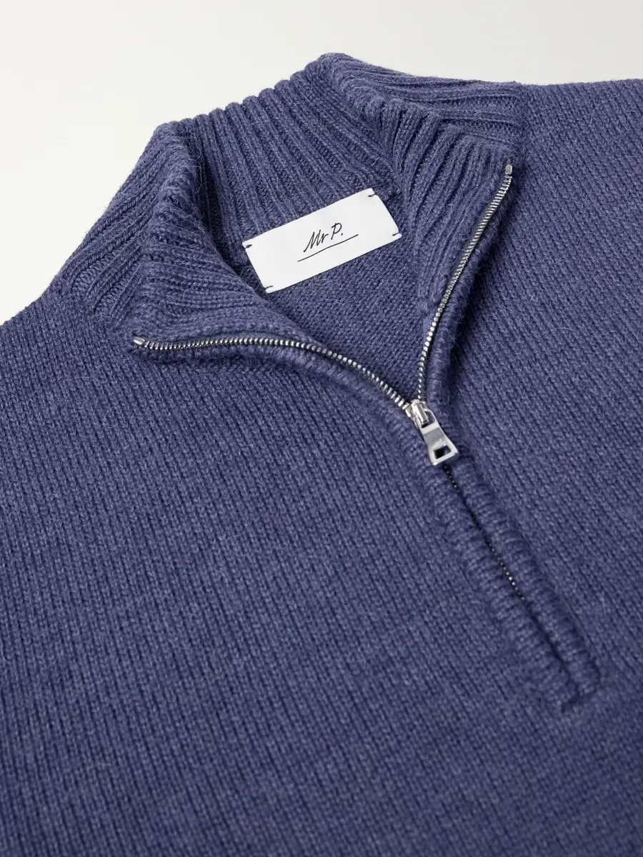 MR P. Rib-Trimmed Alpaca Half-Zip Sweater - Men | Thumbnail 6 MR P. Rib-Trimmed Alpaca Half-Zip Sweater - Men | Thumbnail 6
