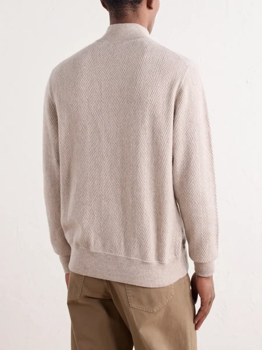 N.Peal Knightsbridge Herringbone Cashmere Zip-Up Cardigan - Men | Thumbnail 4 N.Peal Knightsbridge Herringbone Cashmere Zip-Up Cardigan - Men | Thumbnail 4