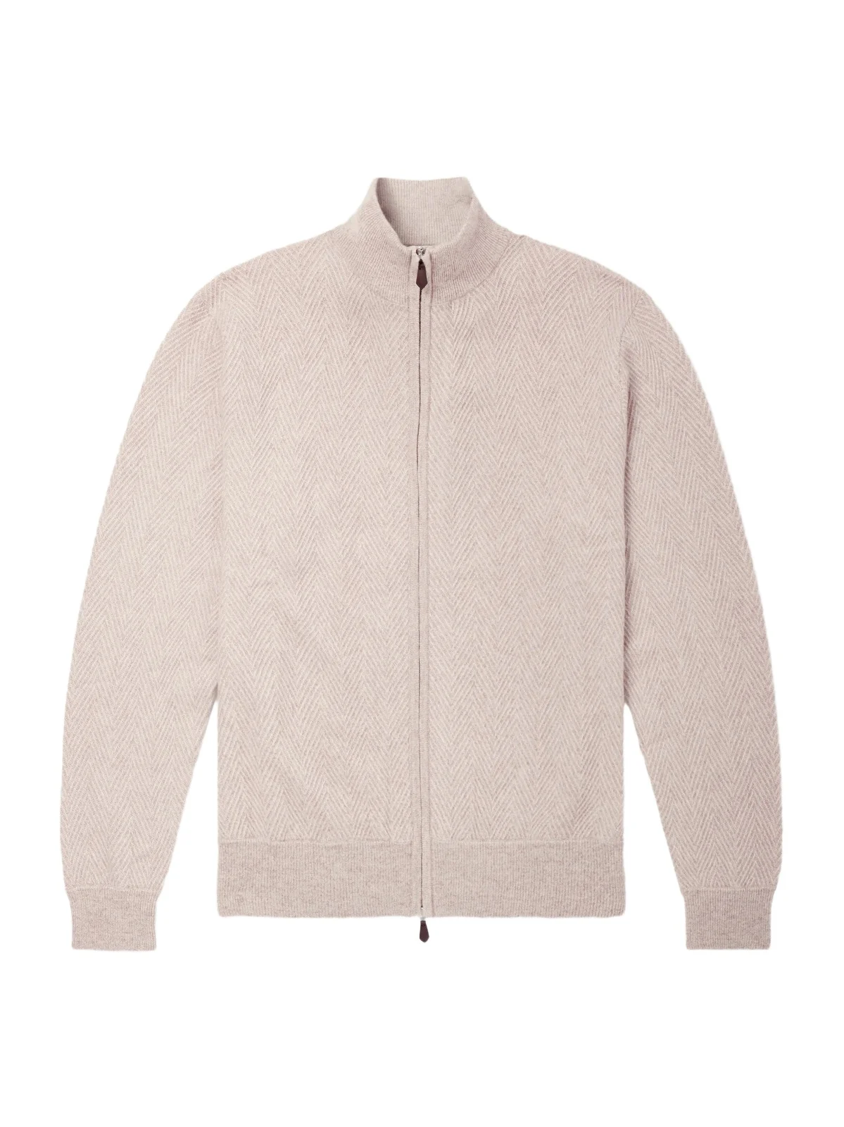 Knightsbridge Herringbone Cashmere Zip-Up Cardigan - Men