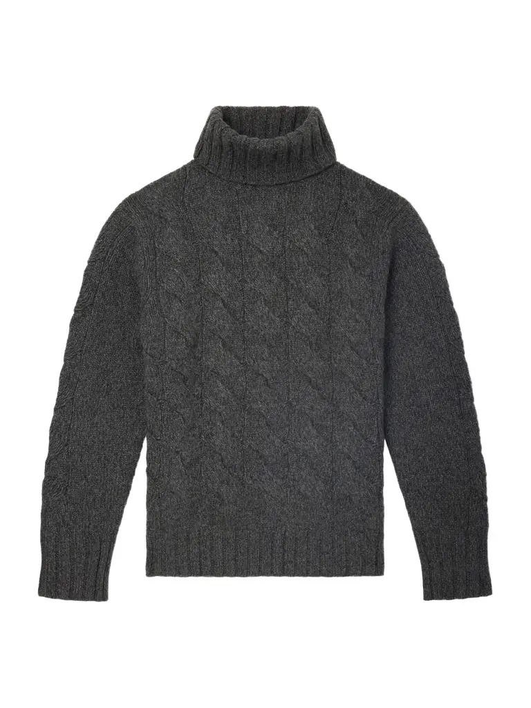 Cashmere Cable-Knit Rollneck Sweater - Men Cashmere Cable-Knit Rollneck Sweater - Men