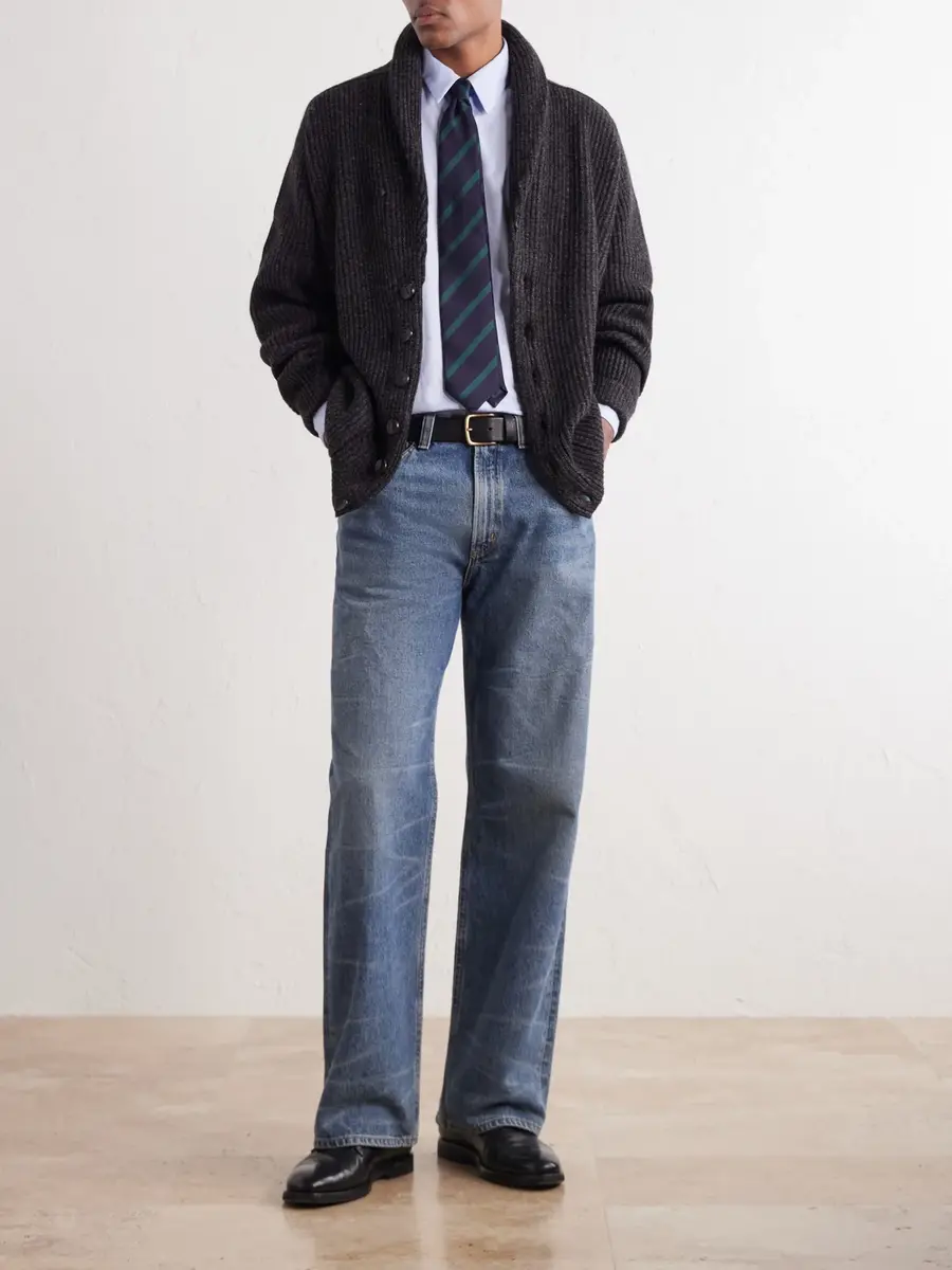 N.Peal Kensington Shawl-Collar Ribbed Cashmere Cardigan - Men | Thumbnail 2