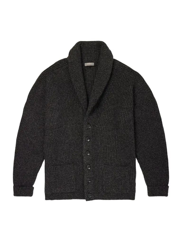 N.Peal Kensington Shawl-Collar Ribbed Cashmere Cardigan - Men