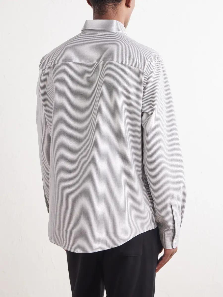 AMI PARIS Logo-Embroidered Striped Cotton-Oxford Shirt - Men | Thumbnail 4 AMI PARIS Logo-Embroidered Striped Cotton-Oxford Shirt - Men | Thumbnail 4