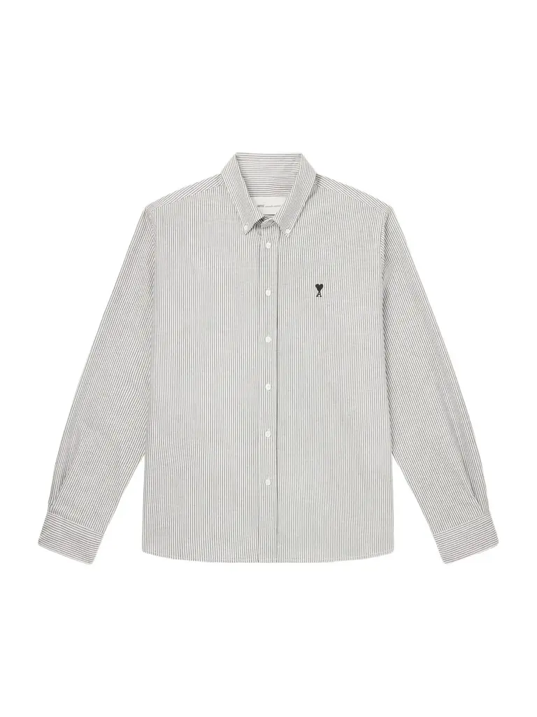AMI PARIS Logo-Embroidered Striped Cotton-Oxford Shirt - Men