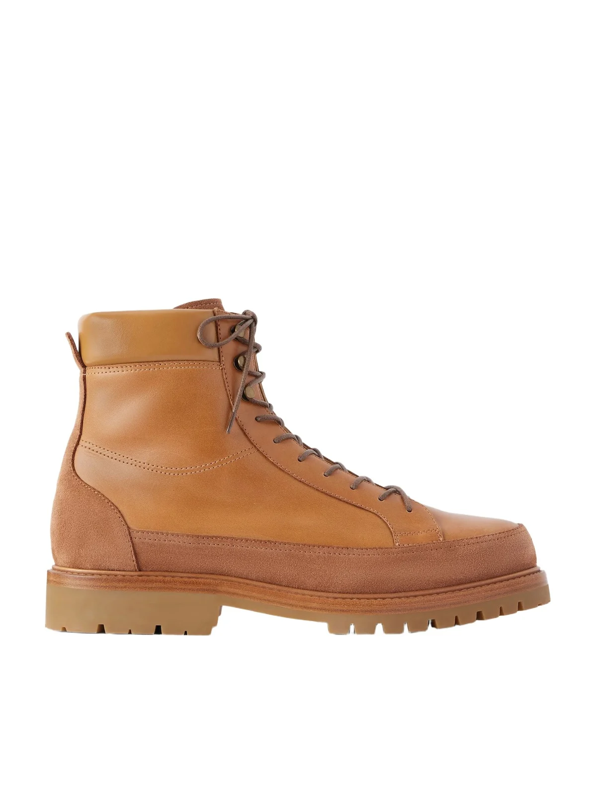 Brunello Cucinelli Suede-Trimmed Leather Hiking Boots - Men