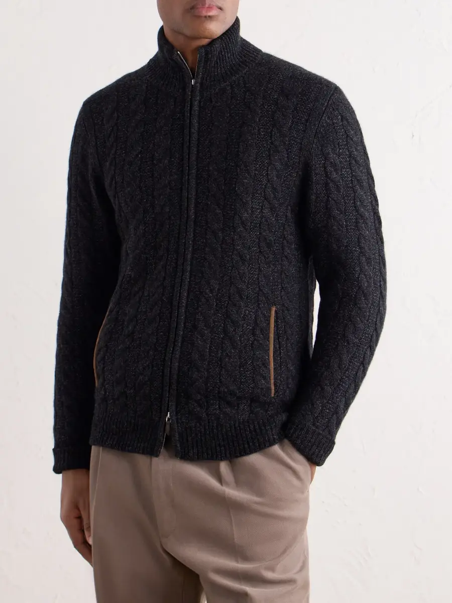 N.Peal Richmond Cable-Knit Cashmere Cardigan - Men | Thumbnail 3