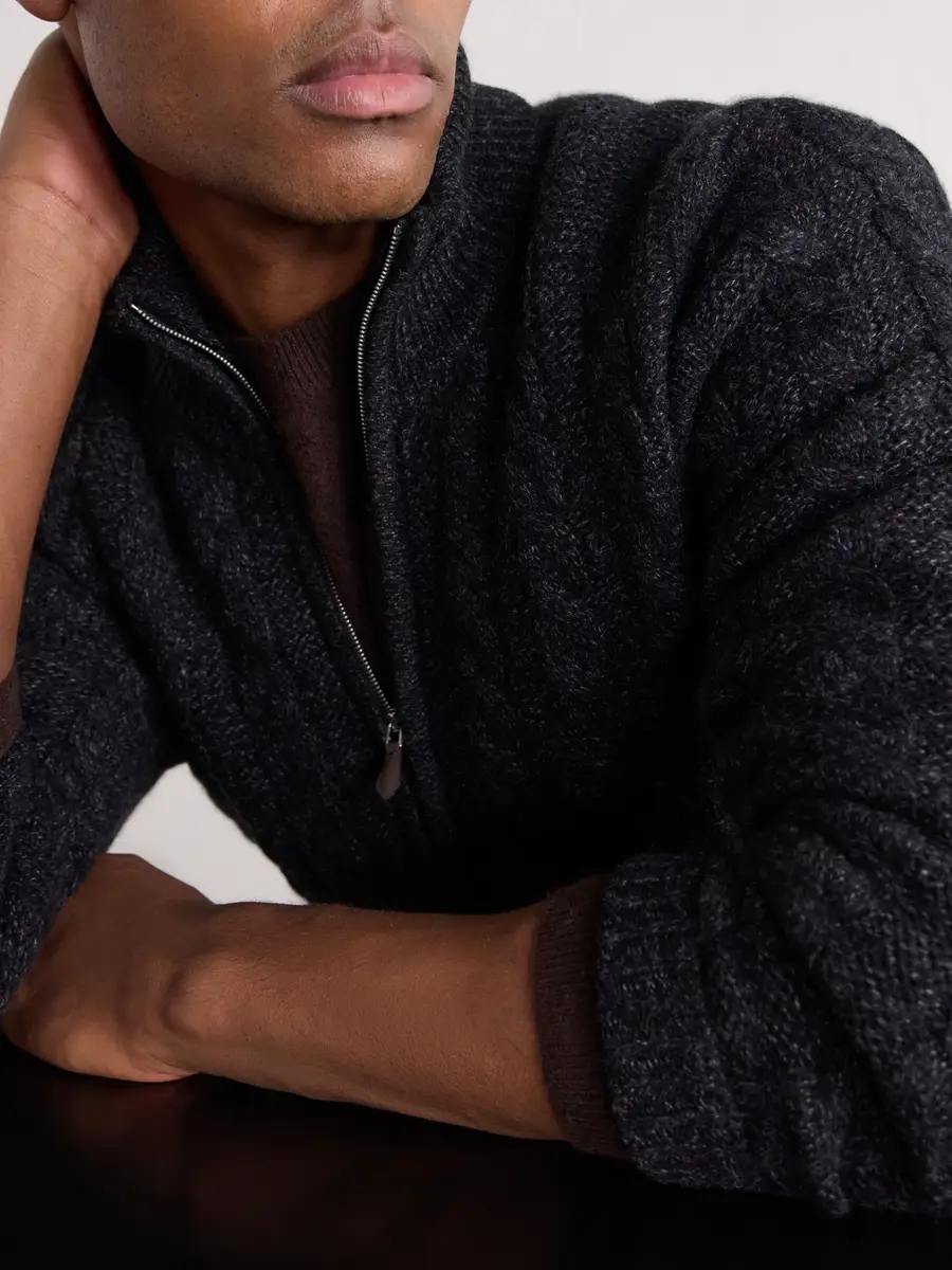 N.Peal Richmond Cable-Knit Cashmere Cardigan - Men | Thumbnail 5