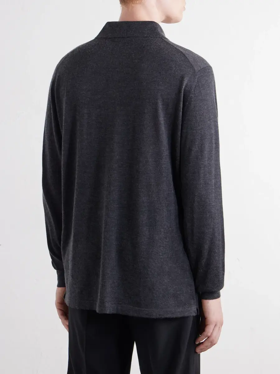 Thom Sweeney Cashmere and Silk-Blend Polo Sweater - Men | Thumbnail 4