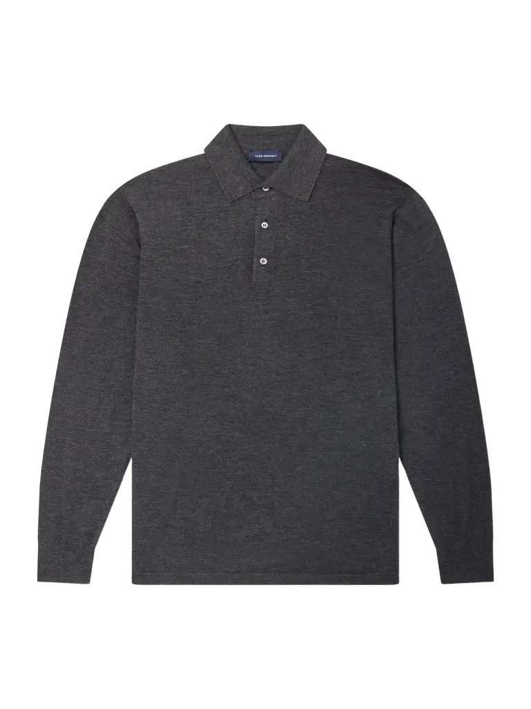 Cashmere and Silk-Blend Polo Sweater - Men Cashmere and Silk-Blend Polo Sweater - Men