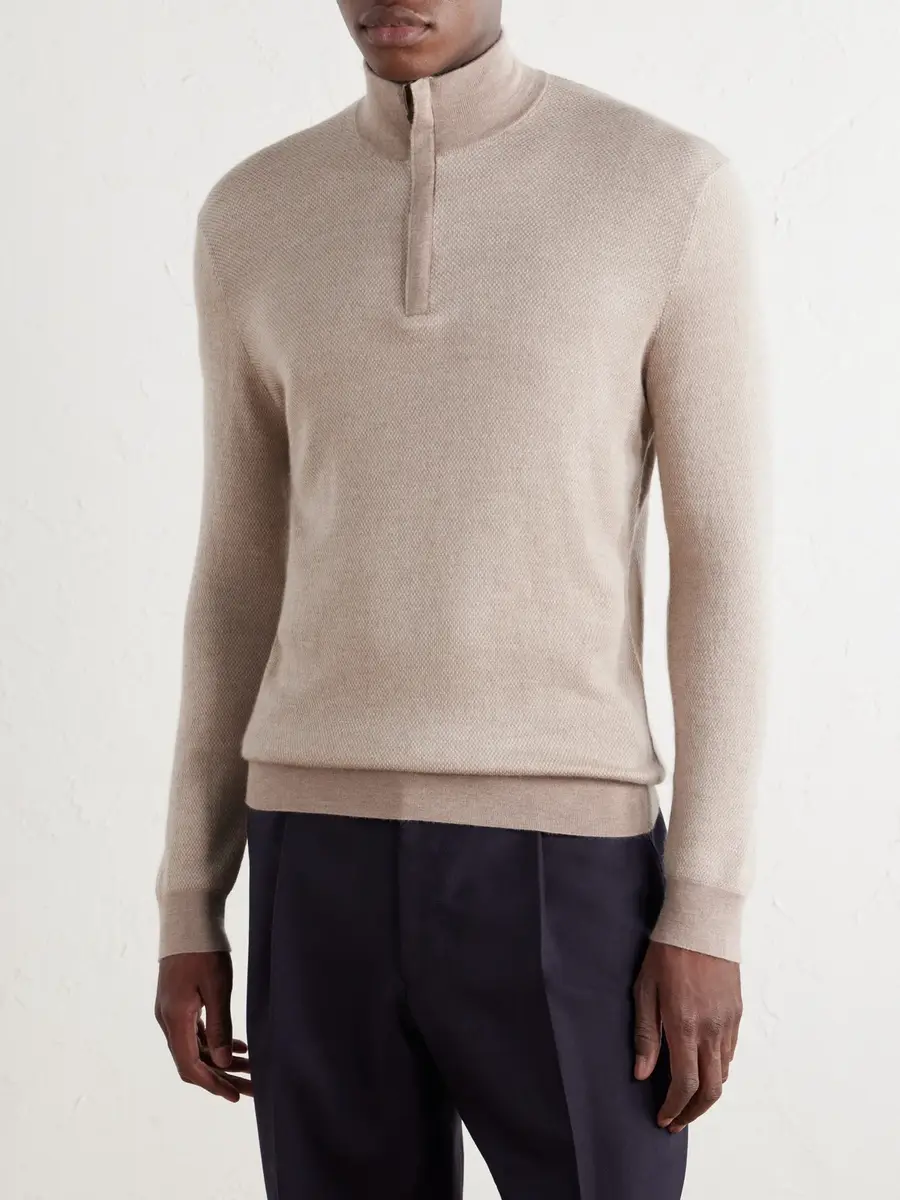 N.Peal Regent Cashmere and Silk-Blend Half Zip-Up Sweater - Men | Thumbnail 3 N.Peal Regent Cashmere and Silk-Blend Half Zip-Up Sweater - Men | Thumbnail 3
