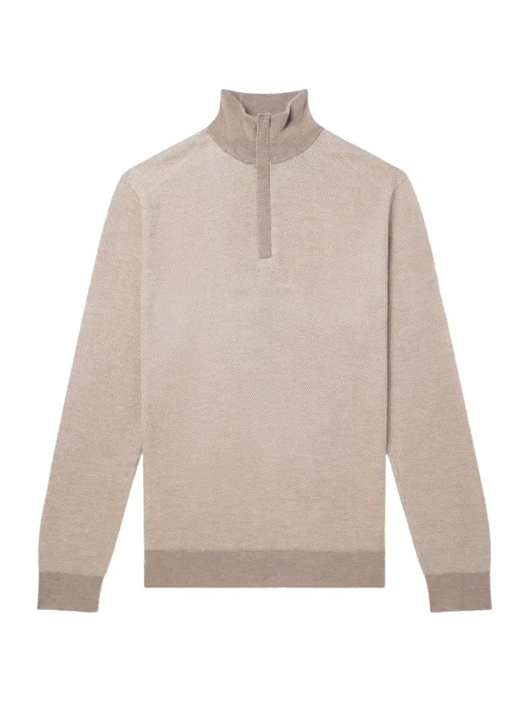 Regent Cashmere and Silk-Blend Half Zip-Up Sweater - Men