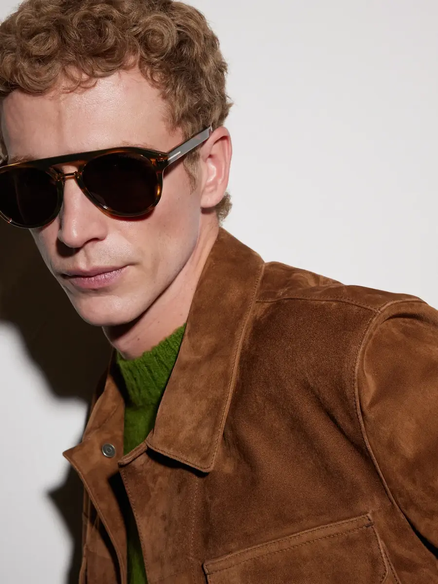 Tom Ford Icon Double-Bridge Aviator-Style Acetate Sunglasses - Men | Thumbnail 2
