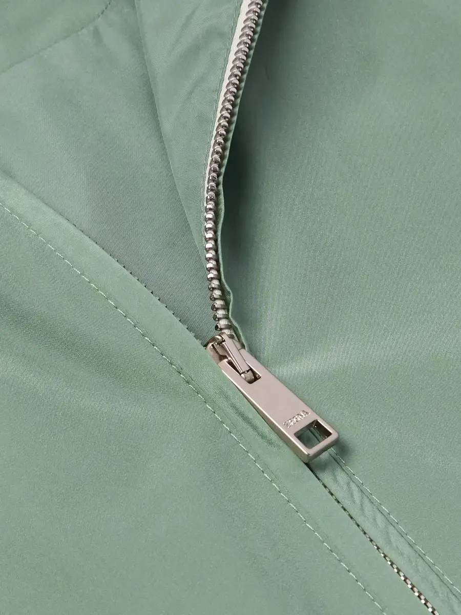 Zegna Leather-Trimmed Silk Bomber Jacket - Men | Thumbnail 4 Zegna Leather-Trimmed Silk Bomber Jacket - Men | Thumbnail 4