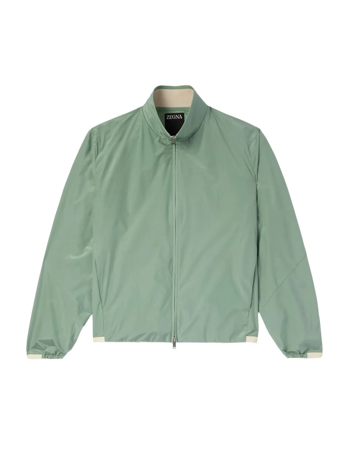 Zegna Leather-Trimmed Silk Bomber Jacket - Men