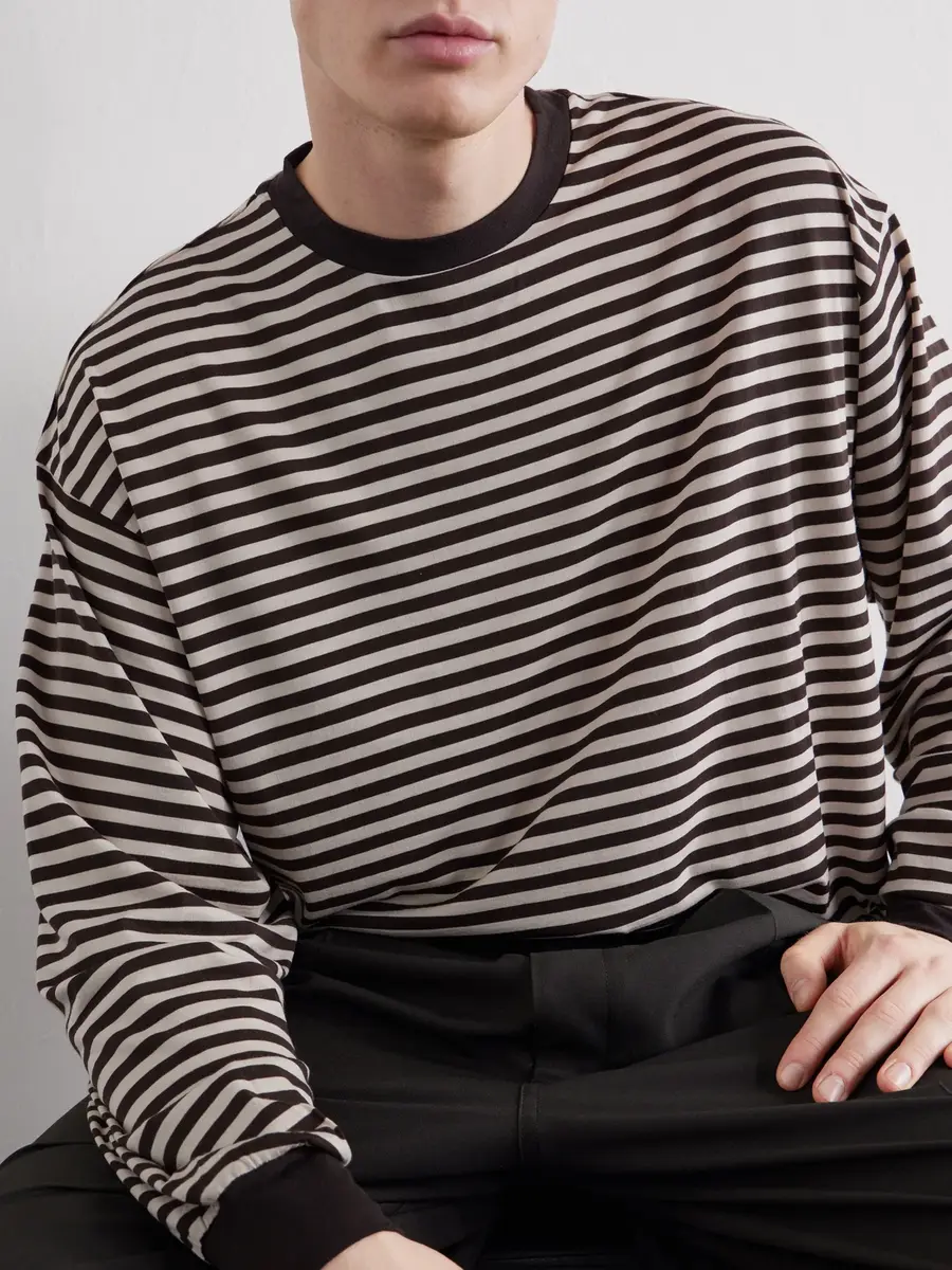 Kaptain Sunshine Striped Wool-Jersey T-Shirt - Men | Thumbnail 5