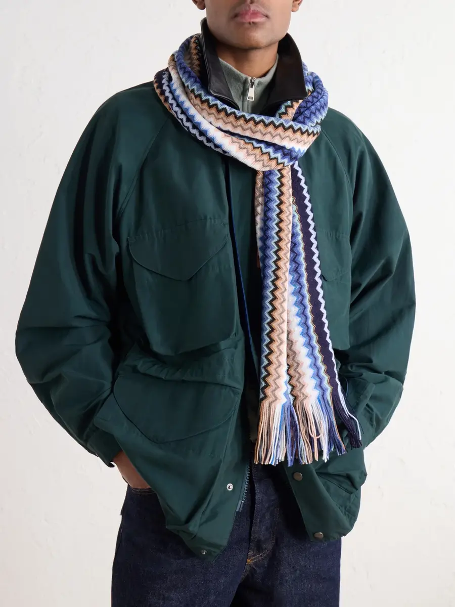 Missoni Fringe-Trimmed Crochet-Knit Wool-Blend Scarf - Men | Thumbnail 3