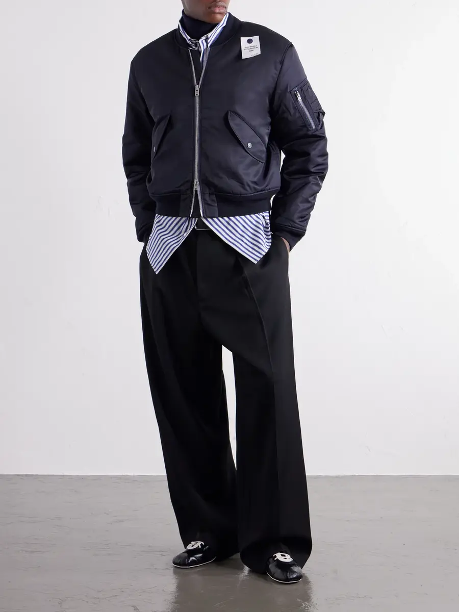 Acne Studios Orby Embellished Fleece-Lined Padded Twill Bomber Jacket - Men | Thumbnail 2 Acne Studios Orby Embellished Fleece-Lined Padded Twill Bomber Jacket - Men | Thumbnail 2