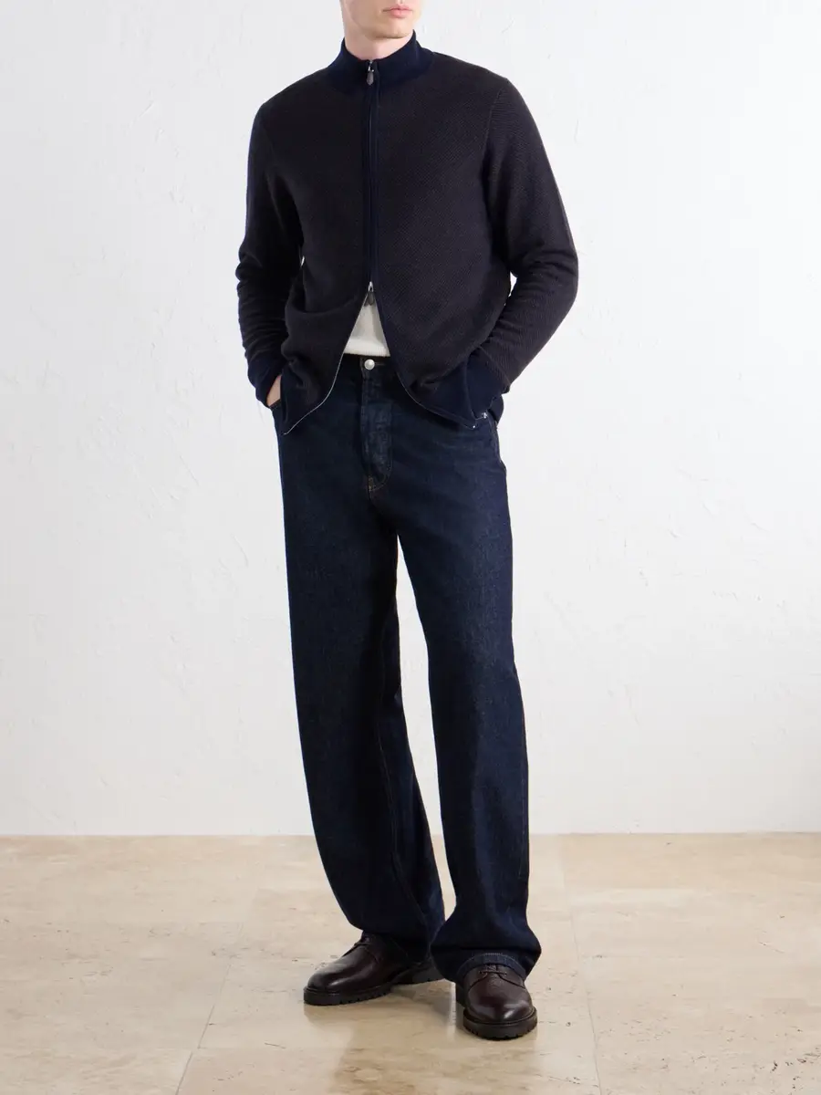 N.Peal Knightsbridge Jacquard Cashmere Zip-Up Cardigan - Men | Thumbnail 2