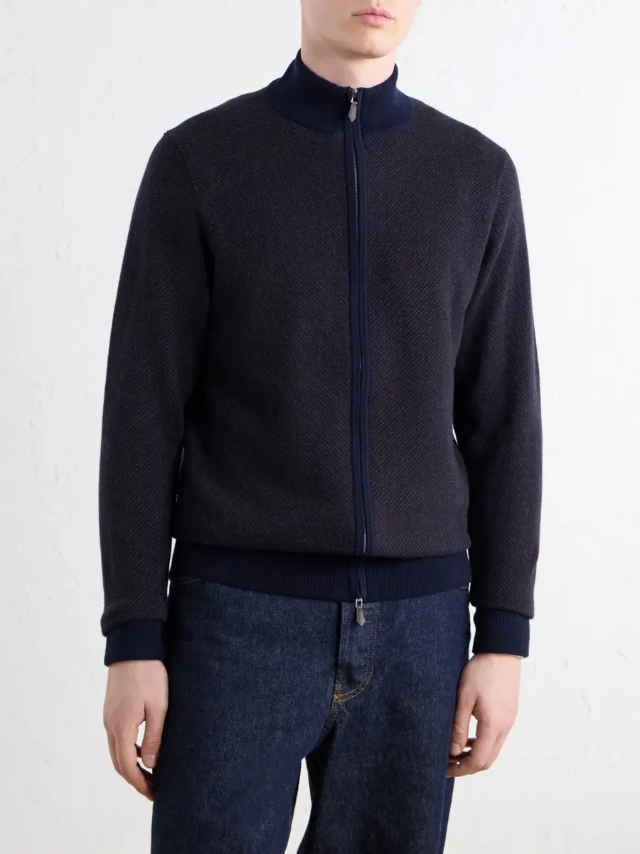 N.Peal Knightsbridge Jacquard Cashmere Zip-Up Cardigan - Men | Thumbnail 3