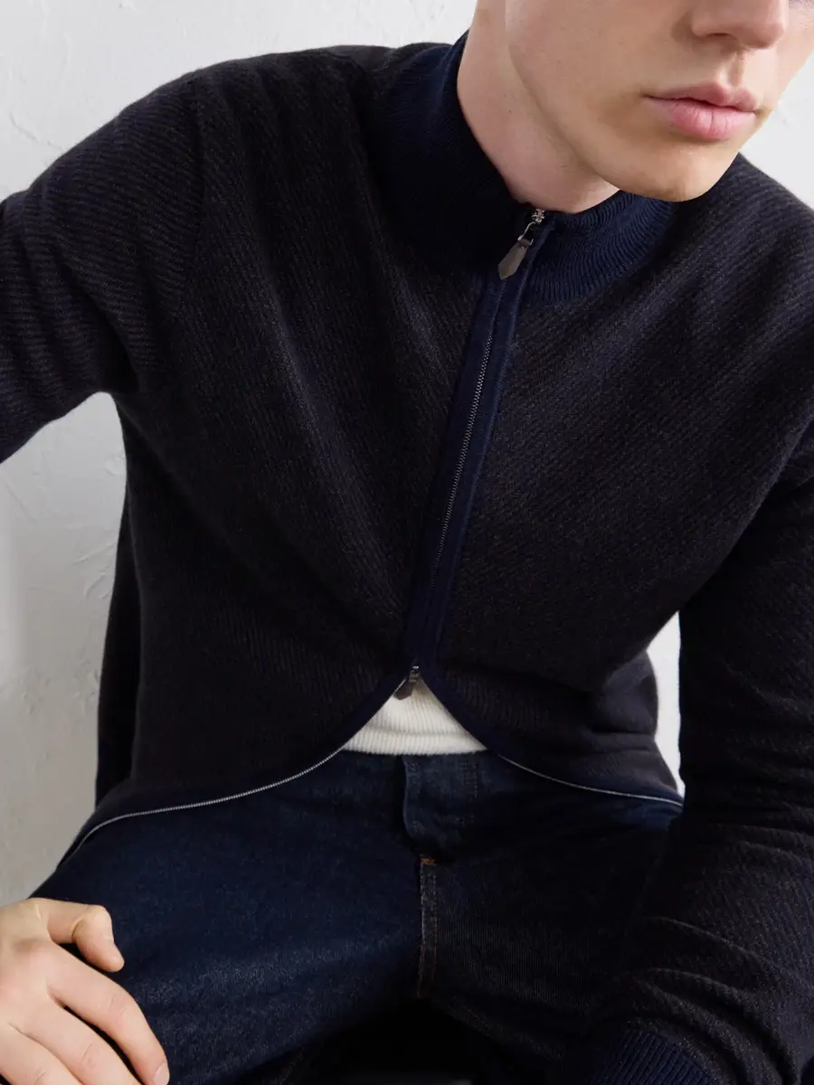 N.Peal Knightsbridge Jacquard Cashmere Zip-Up Cardigan - Men | Thumbnail 5