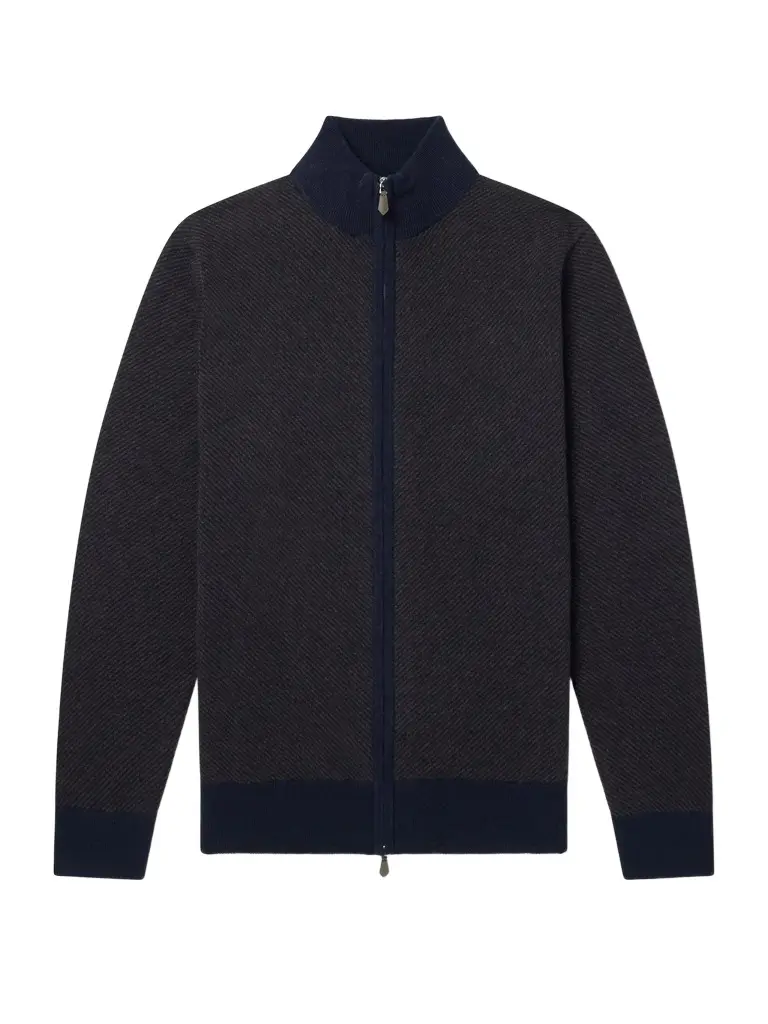 Knightsbridge Jacquard Cashmere Zip-Up Cardigan - Men